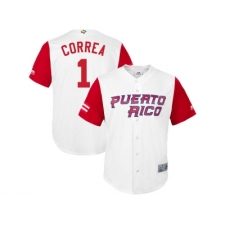 Puerto Rico Baseball #1 Carlos Correa Majestic White 2017 World Baseball Classic Jersey