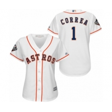 Women's Houston Astros #1 Carlos Correa Authentic White Home Cool Base 2019 World Series Bound Baseball Jersey