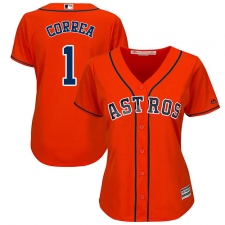 Women's Majestic Houston Astros #1 Carlos Correa Authentic Orange Alternate Cool Base MLB Jersey