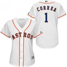 Women's Majestic Houston Astros #1 Carlos Correa Replica White Home Cool Base MLB Jersey