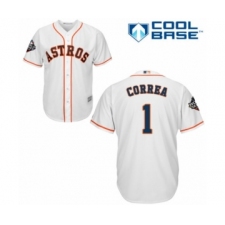 Youth Houston Astros #1 Carlos Correa Authentic White Home Cool Base 2019 World Series Bound Baseball Jersey