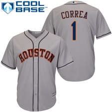 Youth Majestic Houston Astros #1 Carlos Correa Replica Grey Road Cool Base MLB Jersey