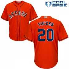 Youth Majestic Houston Astros #20 Preston Tucker Authentic Orange Alternate Cool Base MLB Jersey
