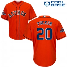 Youth Majestic Houston Astros #20 Preston Tucker Replica Orange Alternate 2017 World Series Champions Cool Base MLB Jersey