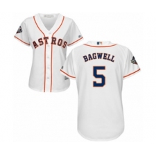 Women's Houston Astros #5 Jeff Bagwell Authentic White Home Cool Base 2019 World Series Bound Baseball Jersey