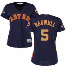 Women's Majestic Houston Astros #5 Jeff Bagwell Authentic Navy Blue Alternate 2018 Gold Program Cool Base MLB Jersey
