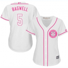 Women's Majestic Houston Astros #5 Jeff Bagwell Replica White Fashion Cool Base MLB Jersey