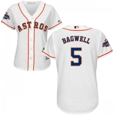 Women's Majestic Houston Astros #5 Jeff Bagwell Replica White Home 2017 World Series Champions Cool Base MLB Jersey