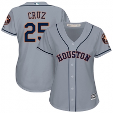 Women's Majestic Houston Astros #25 Jose Cruz Replica Grey Road Cool Base MLB Jersey