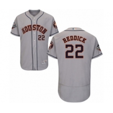 Men's Houston Astros #22 Josh Reddick Grey Road Flex Base Authentic Collection 2019 World Series Bound Baseball Jersey