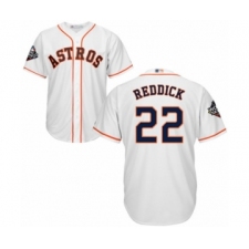 Youth Houston Astros #22 Josh Reddick Authentic White Home Cool Base 2019 World Series Bound Baseball Jersey