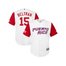 Puerto Rico Baseball #15 Carlos Beltran Majestic White 2017 World Baseball Classic Jersey