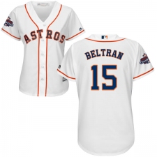 Women's Majestic Houston Astros #15 Carlos Beltran Authentic White Home 2017 World Series Champions Cool Base MLB Jersey