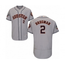 Men's Houston Astros #2 Alex Bregman Grey Road Flex Base Authentic Collection 2019 World Series Bound Baseball Jersey