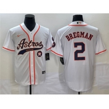 Men's Houston Astros #2 Alex Bregman White Cool Base Stitched Baseball Jersey