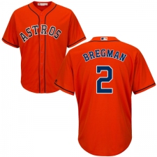 Youth Majestic Houston Astros #2 Alex Bregman Replica Orange Alternate Cool Base MLB Jersey