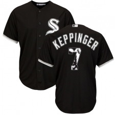 Men's Majestic Chicago White Sox #7 Jeff Keppinger Authentic Black Team Logo Fashion Cool Base MLB Jersey