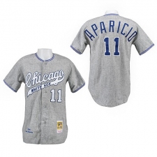 Men's Mitchell and Ness 1969 Chicago White Sox #11 Luis Aparicio Authentic Grey Throwback MLB Jersey