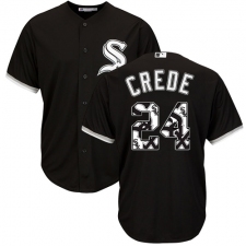Men's Majestic Chicago White Sox #24 Joe Crede Authentic Black Team Logo Fashion Cool Base MLB Jersey