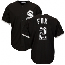 Men's Majestic Chicago White Sox #2 Nellie Fox Authentic Black Team Logo Fashion Cool Base MLB Jersey