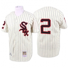 Men's Mitchell and Ness 1959 Chicago White Sox #2 Nellie Fox Authentic Cream Throwback MLB Jersey
