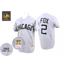 Men's Mitchell and Ness 1960 Chicago White Sox #2 Nellie Fox Authentic Grey Throwback MLB Jersey