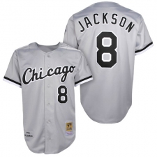Men's Mitchell and Ness 1993 Chicago White Sox #8 Bo Jackson Replica Grey Throwback MLB Jersey