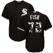 Men's Majestic Chicago White Sox #72 Carlton Fisk Authentic Black Team Logo Fashion Cool Base MLB Jersey