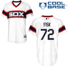 Men's Majestic Chicago White Sox #72 Carlton Fisk Replica White 2013 Alternate Home Cool Base MLB Jersey