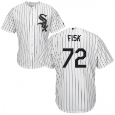 Men's Majestic Chicago White Sox #72 Carlton Fisk White Home Flex Base Authentic Collection MLB Jersey