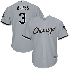 Men's Majestic Chicago White Sox #3 Harold Baines Replica Grey Road Cool Base MLB Jersey