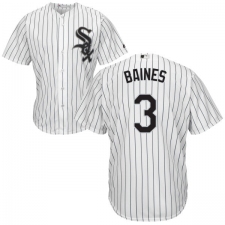 Men's Majestic Chicago White Sox #3 Harold Baines White Home Flex Base Authentic Collection MLB Jersey