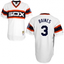Men's Mitchell and Ness Chicago White Sox #3 Harold Baines Replica White Throwback MLB Jersey