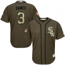 Youth Majestic Chicago White Sox #3 Harold Baines Authentic Green Salute to Service MLB Jersey