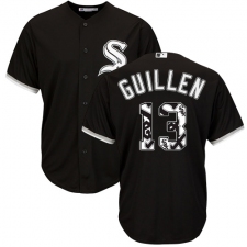 Men's Majestic Chicago White Sox #13 Ozzie Guillen Authentic Black Team Logo Fashion Cool Base MLB Jersey