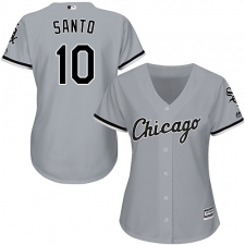 Women's Majestic Chicago White Sox #10 Ron Santo Replica Grey Road Cool Base MLB Jersey