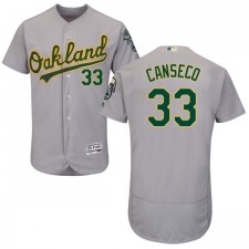 Men's Majestic Oakland Athletics #33 Jose Canseco Grey Road Flex Base Authentic Collection MLB Jersey