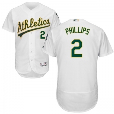 Men's Majestic Oakland Athletics #2 Tony Phillips White Home Flex Base Authentic Collection MLB Jersey
