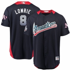 Men's Majestic Oakland Athletics #8 Jed Lowrie Game Navy Blue American League 2018 MLB All-Star MLB Jersey