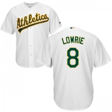 Youth Majestic Oakland Athletics #8 Jed Lowrie Authentic White Home Cool Base MLB Jersey