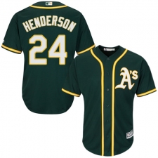 Youth Majestic Oakland Athletics #24 Rickey Henderson Authentic Green Alternate 1 Cool Base MLB Jersey