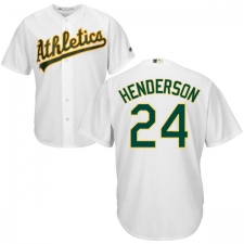 Youth Majestic Oakland Athletics #24 Rickey Henderson Authentic White Home Cool Base MLB Jersey