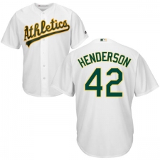 Youth Majestic Oakland Athletics #42 Dave Henderson Authentic White Home Cool Base MLB Jersey