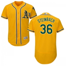 Men's Majestic Oakland Athletics #36 Terry Steinbach Gold Alternate Flex Base Authentic Collection MLB Jersey
