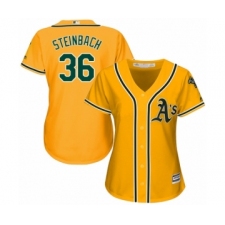 Women's Oakland Athletics #36 Terry Steinbach Authentic Gold Alternate 2 Cool Base Baseball Jersey