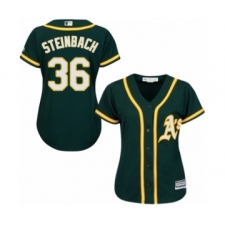 Women's Oakland Athletics #36 Terry Steinbach Authentic Green Alternate 1 Cool Base Baseball Jersey