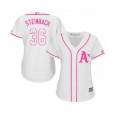 Women's Oakland Athletics #36 Terry Steinbach Authentic White Fashion Cool Base Baseball Jersey