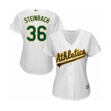 Women's Oakland Athletics #36 Terry Steinbach Replica White Home Cool Base Baseball Jersey