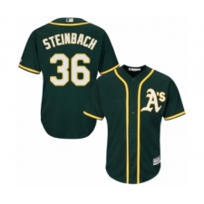 Youth Oakland Athletics #36 Terry Steinbach Authentic Green Alternate 1 Cool Base Baseball Jersey
