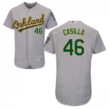 Men's Majestic Oakland Athletics #46 Santiago Casilla Grey Flexbase Authentic Collection MLB Jersey